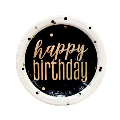 Happy Birthday Gold Polka Dots 9inches Lunch Paper Plate 8pcs Singapore