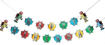 Retro Robot Birthday Jointed Banner Singapore