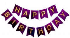 Purple Happy Birthday Small Jointed Banner