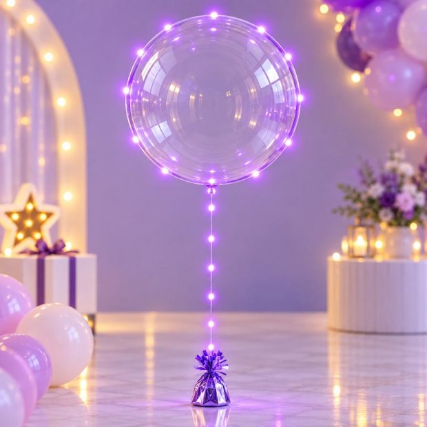 Purple LED Bubble Balloon Singapore