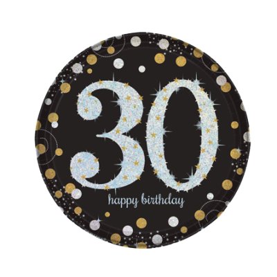 30 HBD Gold Dots 7inches Dessert Paper Plate 16pcs Singapore