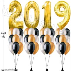 Gold Megaloon Number 2019 Helium Balloon Column