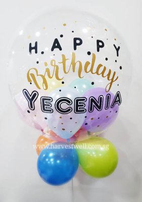 Customised Birthday Gold And Black Bubble Balloon Singapore