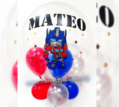 Personalised Transformer Optimus Prime Theme Bubble Balloon Singapore