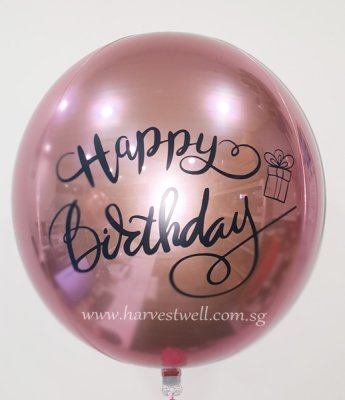 Pink Swirly Birthday Customize ORBZ Balloon Singapore