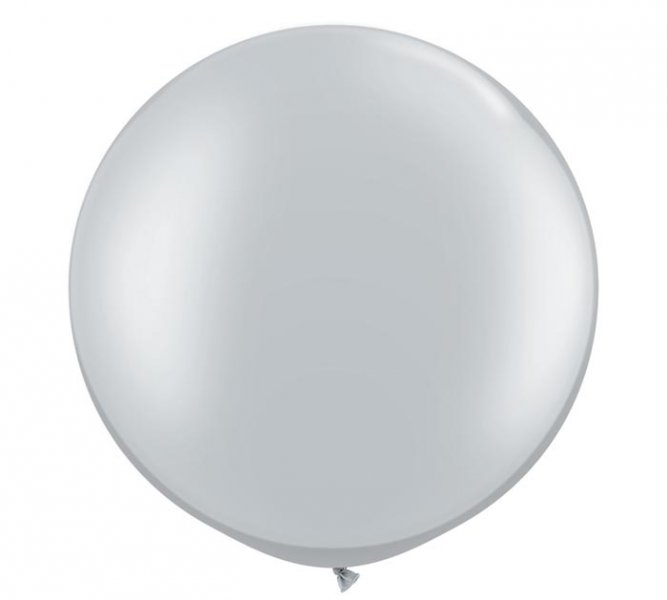 Metallic Silver Jumbo Round Shape Helium Latex Balloon