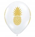 Golden Pineapple on Diamond Clear Helium Latex Balloon