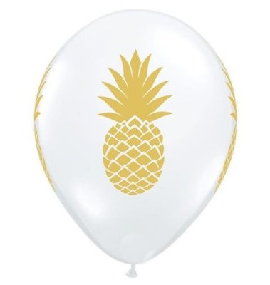 Golden Pineapple on Diamond Clear Helium Latex Balloon Singapore