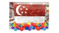 Singapore Flag Shimmery Wall with Balloon Garland Singapore