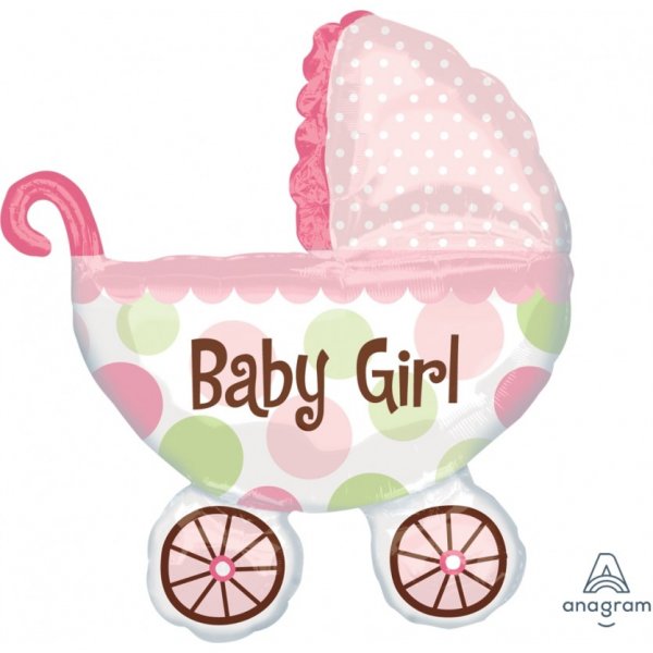 Baby Girl Buggy Super Shape Mylar Balloon