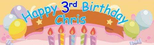 Pastel Birthday (Blue) Customized Banner