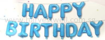 Happy Birthday Light Blue Mini Letter Balloon Set Singapore