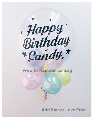 Customised Happy Birthday Stars Around Bubble Balloon