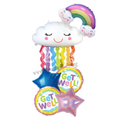 Get Well Soon Family Rainbow Cloud Balloon Bouquet Singapore