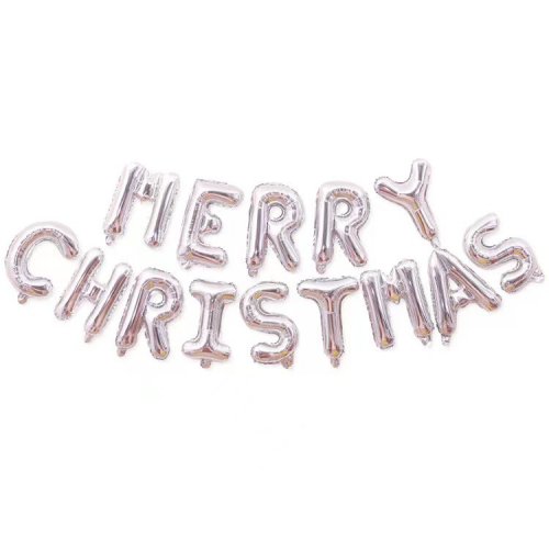 Merry Christmas Silver Mini Letter Balloon Set