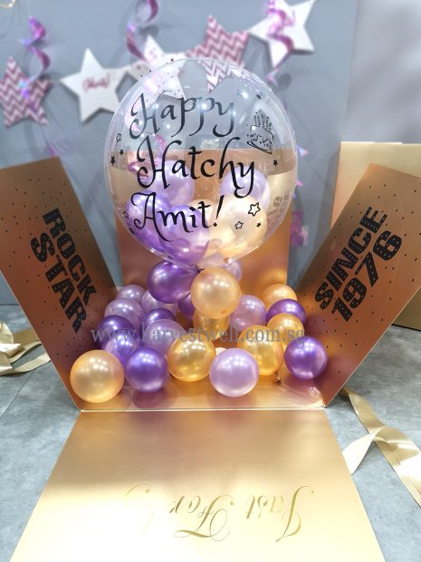 Customize Surprise Balloon Gift Box with Bubble Balloon Singapore