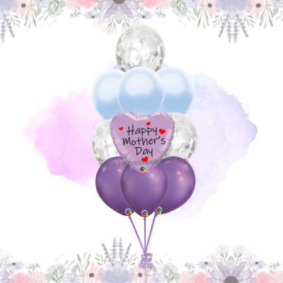 Customize Dazzling Purple Mother's Day Balloon Cluster Singapore