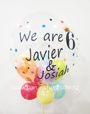 Customised Child Birthday Stars and Dots Bubble Balloon Singapore