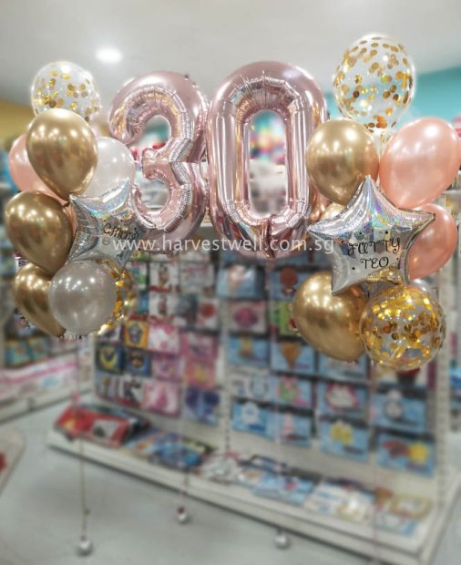 Personalised Rose Gold Megaloon Balloon Bundle Set Singapore