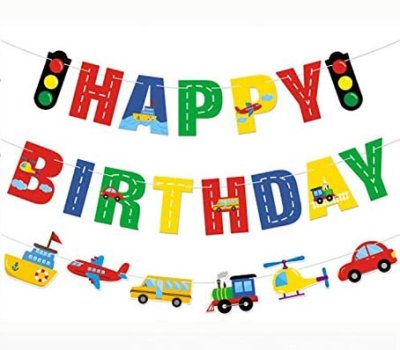 Cute Transport and Traffic Happy Birthday Jointed Banner Singapore