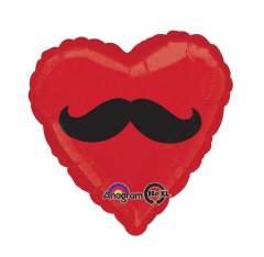 Mustache Love Heart Shape Mylar Balloon