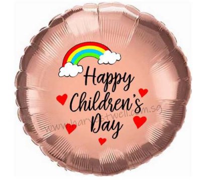 Customised Print Rainbow Happy Children's Day on Foil Balloon Singapore