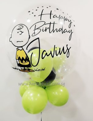 Personalised Charlie Brown Theme Bubble Balloon Singapore