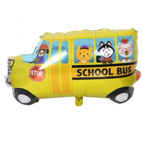 Happy Birthday Yellow School Bus Super Shape Mylar Balloon