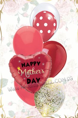 Red Hearts for Mum Balloon Bouquet Singapore