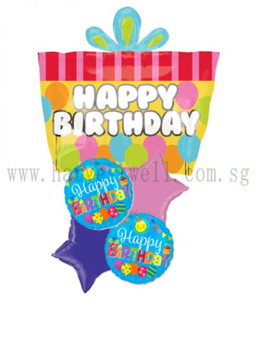 Happy Birthday Present JR Shape Balloon Package