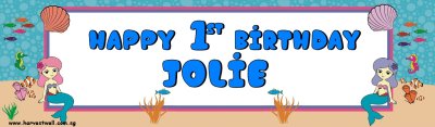 Mermaids Birthday Customized Banner Singapore