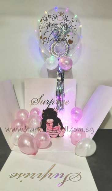 Customize Proposal Balloon Box with Ring in Bubble Balloon Singapore