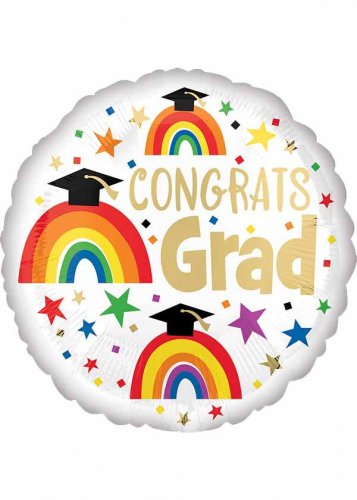 Graduation Grad Rainbow Mylar Balloon