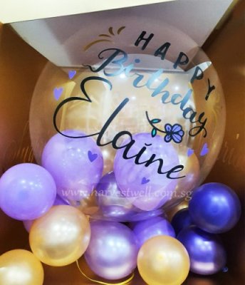 Customize Surprise Gift Box with Flower Design Bubble Balloon Singapore