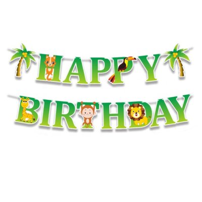 Cute Zoo Jungle Safari Rainforest Happy Birthday Jointed Banner Singapore