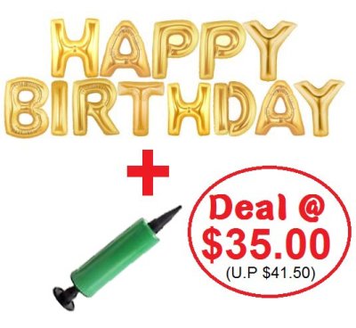 Mini Alphabet (GOLD) Foil With Balloon Pump DIY Value Pack Singapore