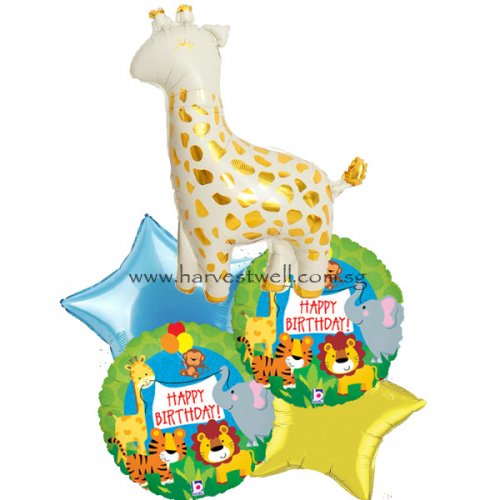 Jungle Safari Animal Giraffe Birthday Balloon Bouquet