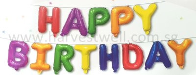 Happy Birthday Vibrant Color Mini Letter Balloon Set Singapore