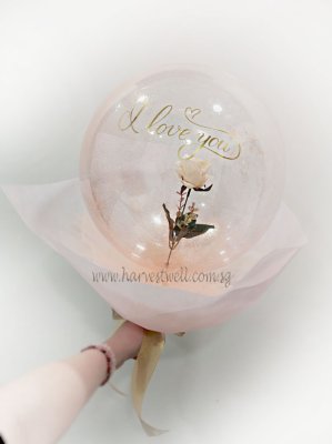 I Love You Personalized Champagne Rose Balloon Handheld Bouquet Singapore