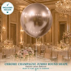 Chrome Champagne Jumbo Round Shape Helium Latex Balloon