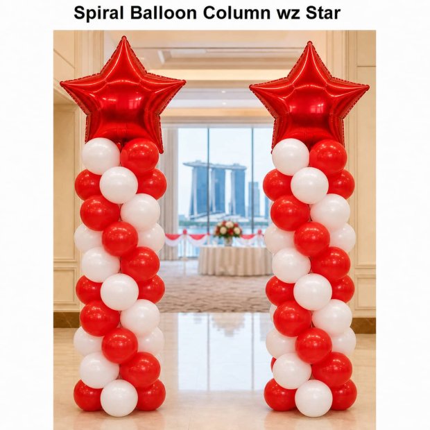 NDP Spiral Balloon Column with Jumbo Star on Top Singapore