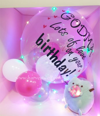 Customize Surprise Balloon Gift Box Lots of Love Bubble Balloon Singapore
