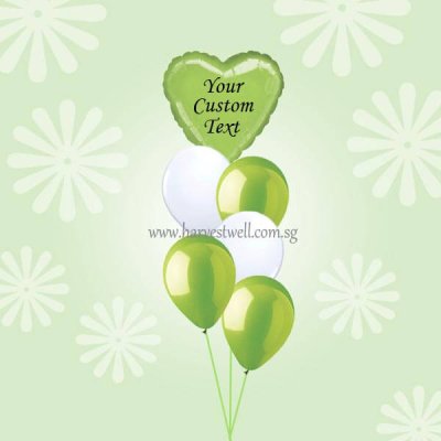 Customize Refreshing Green Foil Balloon On Top Balloon Bouquet Singapore