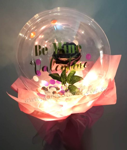 I Love You Personalized Purple Rose Balloon Handheld Bouquet Singapore