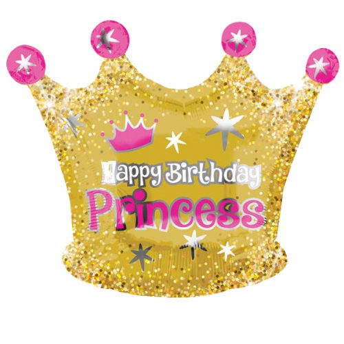 Happy Birthday Crown Princess JR Shape Mylar Balloon