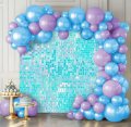 Iridescent Blue Shimmery Wall with Balloon Garland Singapore