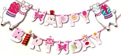 Happy Birthday Llama Jointed Banner Singapore