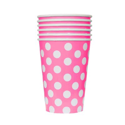 Polka Dots Pink 9OZ Paper Cup 8pcs Singapore