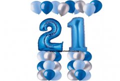 21st Blue Birthday Balloon Value Package