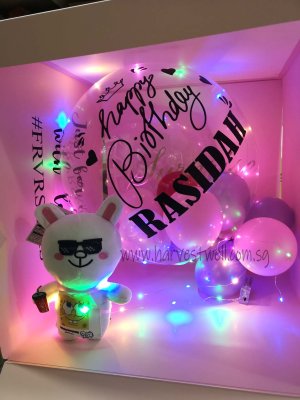Customize Surprise Balloon Gift Box with Crown Bubble Balloon Singapore
